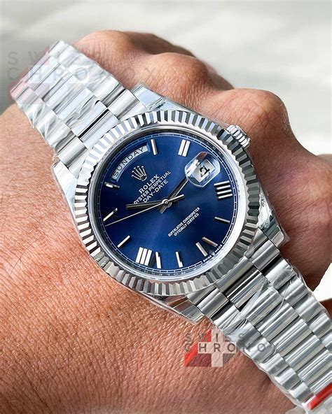 rolex day date blu